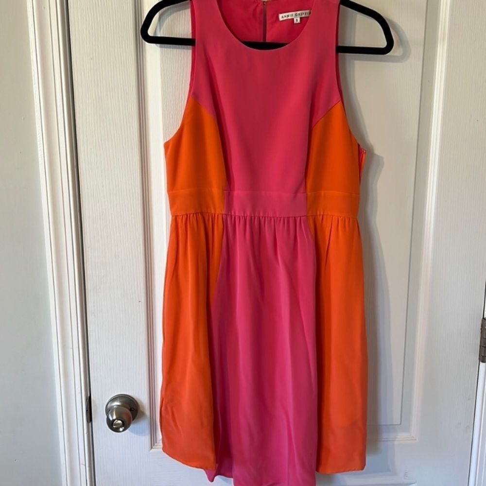 Annie griffin pink and orange silk dress 2‎